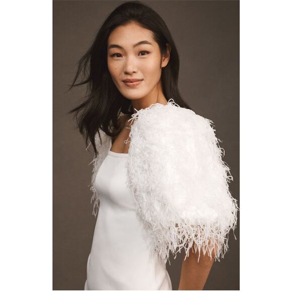 Anthropologie NWT BHLDN Nellie Ivory Square Neck Mini Dress XL Removable Sleeves - Picture 3 of 12